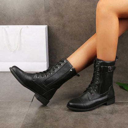 🔥2025 Hot🔥Orthopädische Lederstiefel für Damen mit runder Zehenpartie und seitlichem Reißverschluss