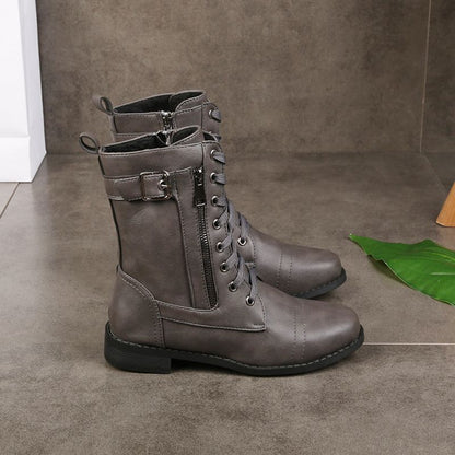 🔥2025 Hot🔥Orthopädische Lederstiefel für Damen mit runder Zehenpartie und seitlichem Reißverschluss
