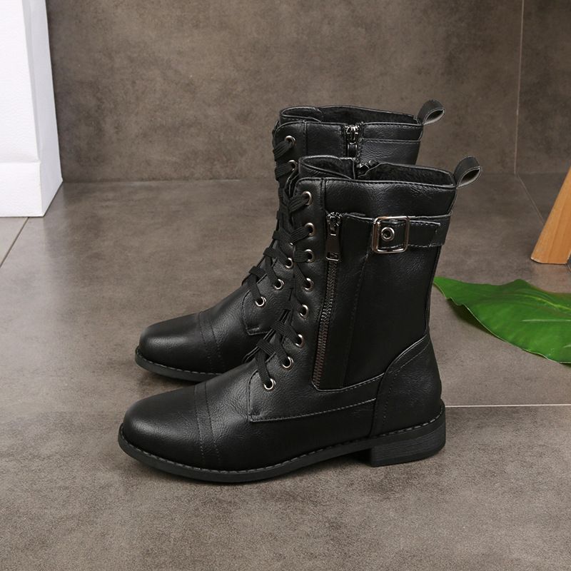 🔥2025 Hot🔥Orthopädische Lederstiefel für Damen mit runder Zehenpartie und seitlichem Reißverschluss