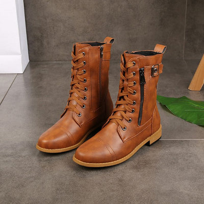 🔥2025 Hot🔥Orthopädische Lederstiefel für Damen mit runder Zehenpartie und seitlichem Reißverschluss