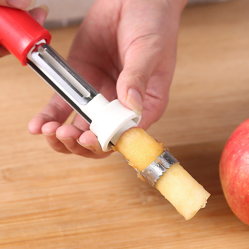 🍑Einfach zu benutzen🍎Edelstahl-Obstentkerner und -Schäler 2 in 1