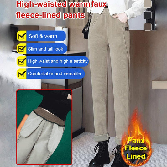👖 Hoch taillierte, warme Damenhose mit Kunstfell-Futter