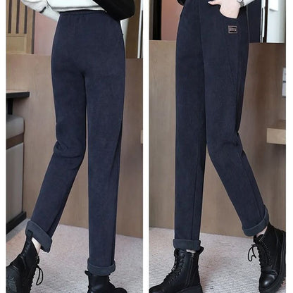 👖 Hoch taillierte, warme Damenhose mit Kunstfell-Futter
