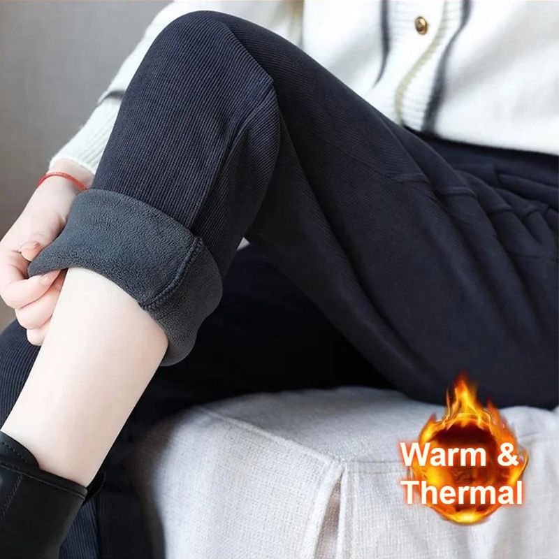 👖 Hoch taillierte, warme Damenhose mit Kunstfell-Futter