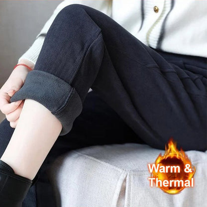 👖 Hoch taillierte, warme Damenhose mit Kunstfell-Futter