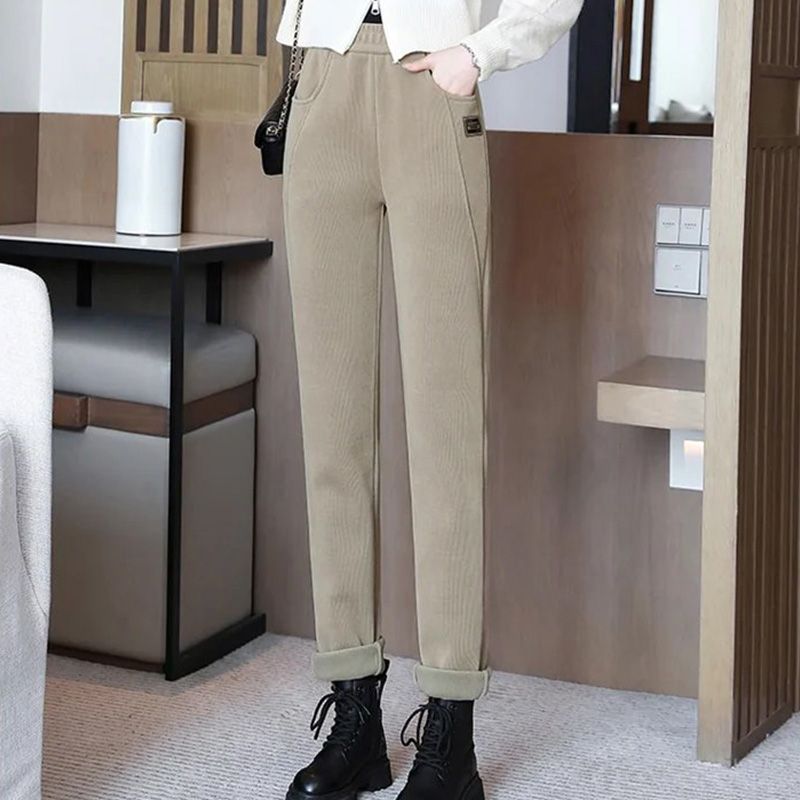 👖 Hoch taillierte, warme Damenhose mit Kunstfell-Futter