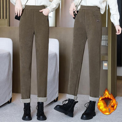 👖 Hoch taillierte, warme Damenhose mit Kunstfell-Futter