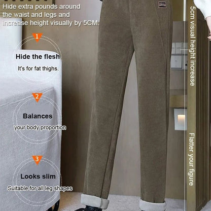 👖 Hoch taillierte, warme Damenhose mit Kunstfell-Futter