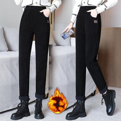 👖 Hoch taillierte, warme Damenhose mit Kunstfell-Futter