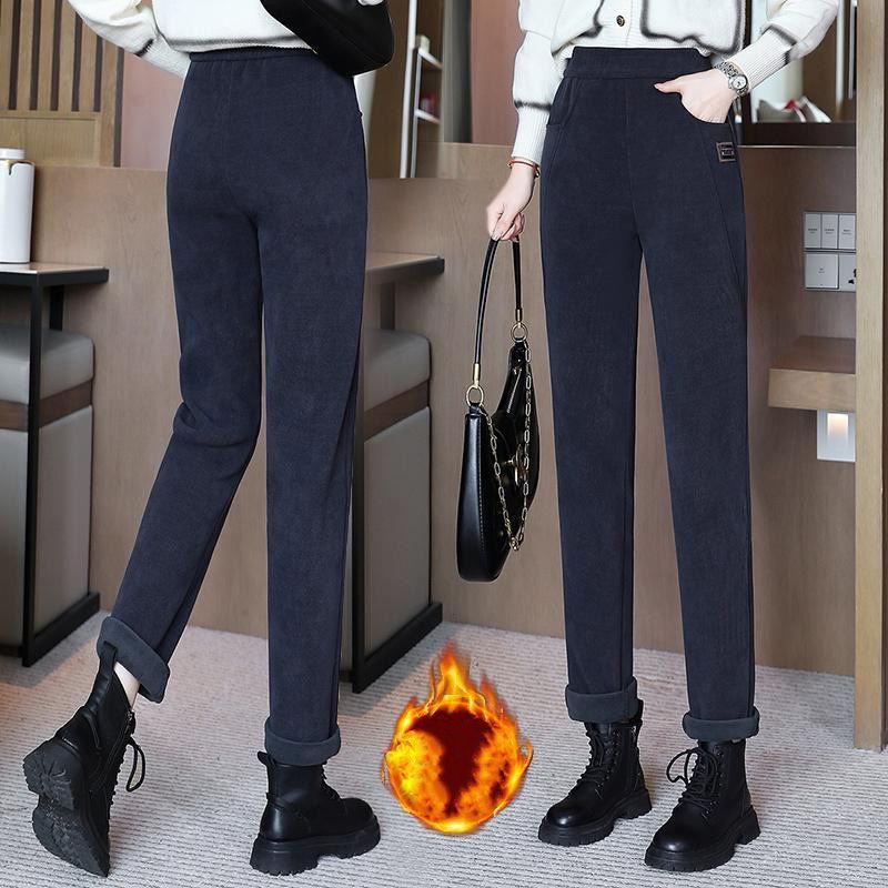 👖 Hoch taillierte, warme Damenhose mit Kunstfell-Futter