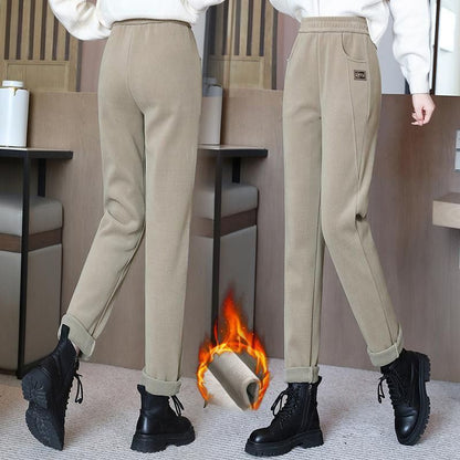 👖 Hoch taillierte, warme Damenhose mit Kunstfell-Futter