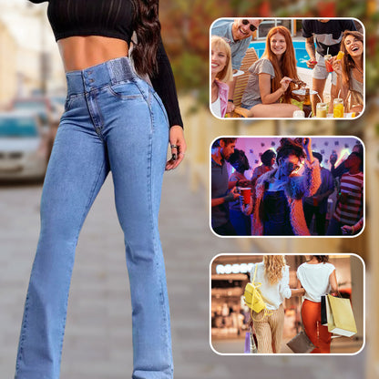 💕Frühlingsneuheit👖Stretch-Schlagjeans mit hohem Bund
