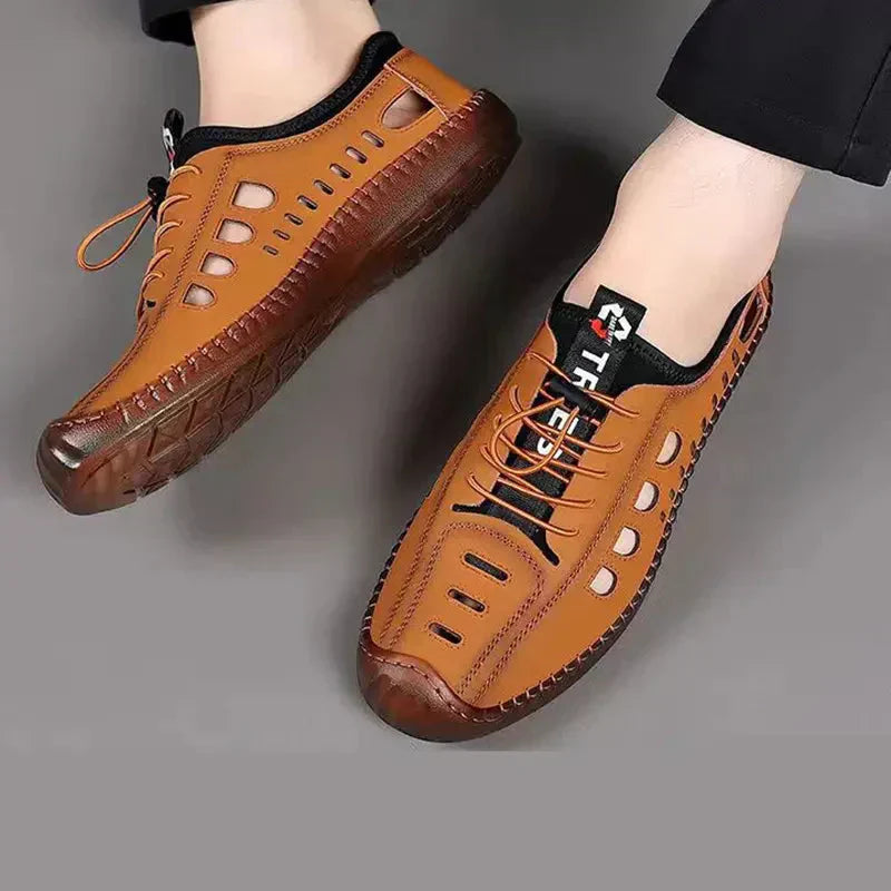 Wanderschuhe mit hohler Sohle aus geschmeidigem Leder