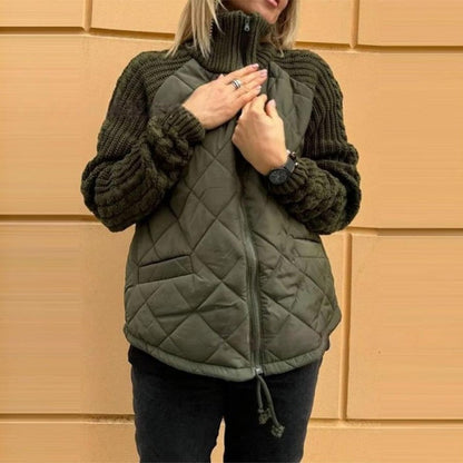 ⏳Begrenzte Zeit 50% Rabatt💥Gestrickte Patchwork-Pufferjacke für Damen