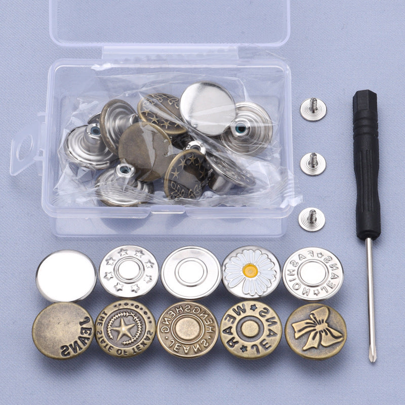 Abnehmbares Jeansknöpfe-Set ohne Nähen