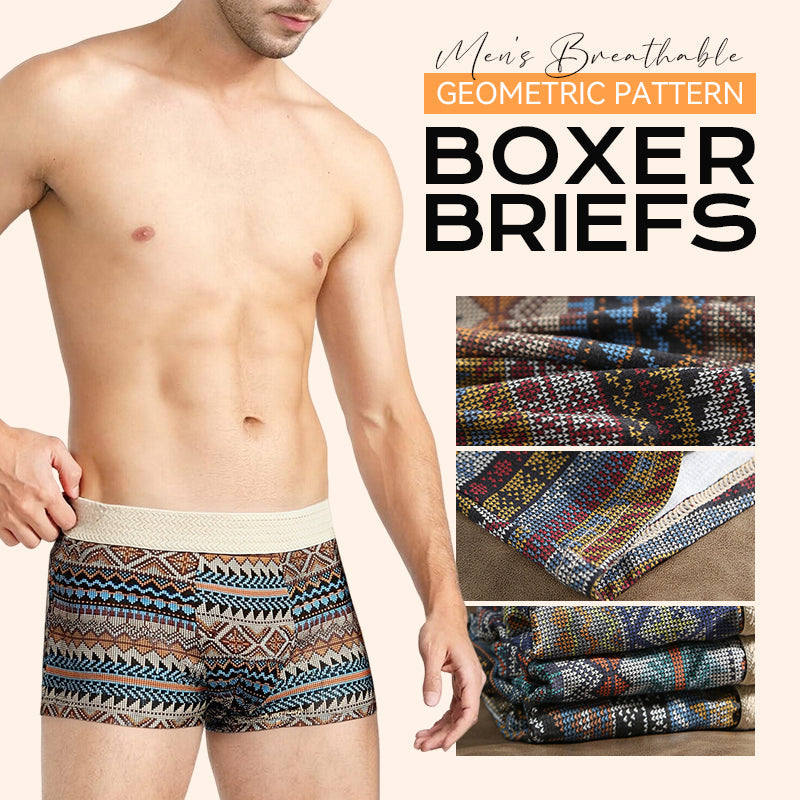 Atmungsaktive Boxershorts für Herren mit geometrischem Muster (1 kaufen 2 gratis dazu)