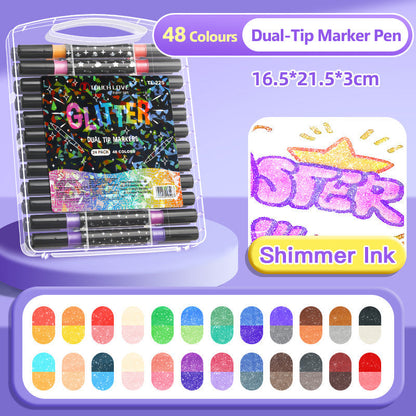 🔥Heißer Verkauf 50 % RABATT🎁Dual-Tip Glitter Marker Pen