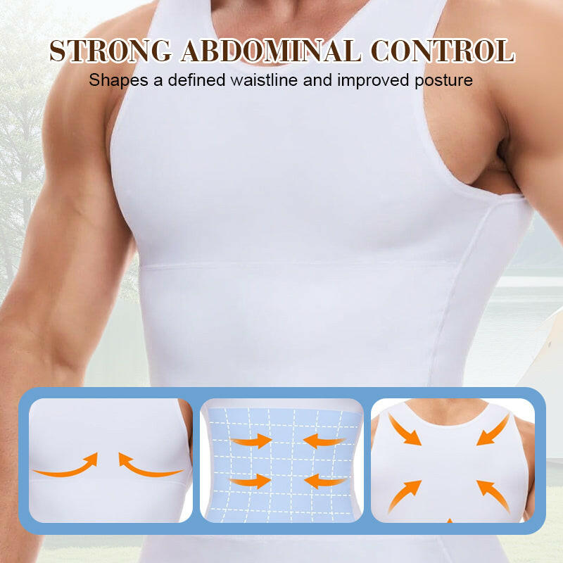 Einfarbiges Herren-Kompressions-Tanktop mit Bauchkontrolle