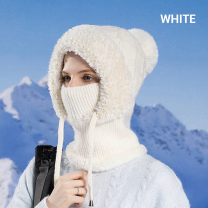 ❄️🧣Damen Winter Einteilig Gestrickte Mütze Schal Maske🎁