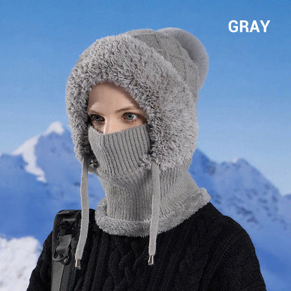 ❄️🧣Damen Winter Einteilig Gestrickte Mütze Schal Maske🎁