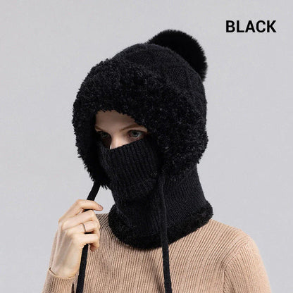 ❄️🧣Damen Winter Einteilig Gestrickte Mütze Schal Maske🎁