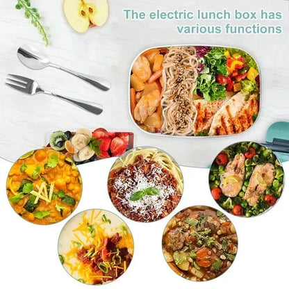 🔥 50 % Rabatt – Tragbare Heiz-Lunchbox mit Edelstahl-Einsatz – doppelte Spannung (12 V/220 V), trockene Erwärmung ohne Wasser – ideal für Auto, Büro & Reisen 🍱