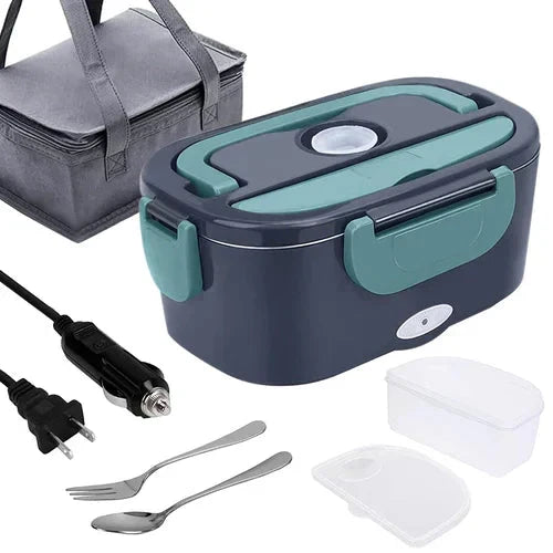 🔥 50 % Rabatt – Tragbare Heiz-Lunchbox mit Edelstahl-Einsatz – doppelte Spannung (12 V/220 V), trockene Erwärmung ohne Wasser – ideal für Auto, Büro & Reisen 🍱