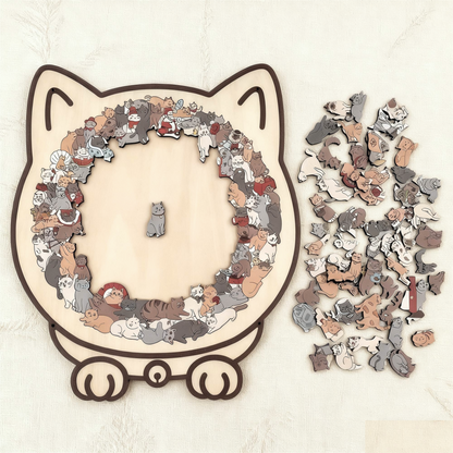 🎁Weihnachtsverkauf 49% RABATT🎅135-teiliges Katzenförmiges Holzpuzzle in Morandi-Farben
