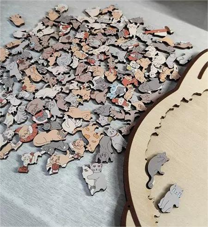 🎁Weihnachtsverkauf 49% RABATT🎅135-teiliges Katzenförmiges Holzpuzzle in Morandi-Farben