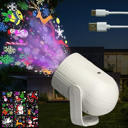 🔥🎄 Magischer USB-LED-Projektor für Weihnachten – Über 12 festliche Muster, einfache Einrichtung (Plug & Play) für Heim- und Partydekorationen