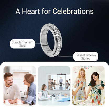 💖Black-Friday-Mega-Angebot – 50 % Rabatt!💖Drehbarer Spinner-Ring aus Titanstahl mit Zirkonia