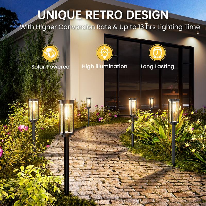 🌞 Solar-Gartenleuchte mit Filament-Optik – Wasserdicht & ideal für Wege und Rasen