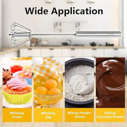 ❄️Sommerfrische 50 % Rabatt!👩‍🍳Semiautomatischer Rührbesen aus Edelstahl – Handbetriebener Eierschläger ohne Batterien für Eier, Sahne, Saucen & Kaffee