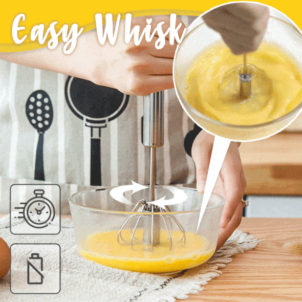 ❄️Sommerfrische 50 % Rabatt!👩‍🍳Semiautomatischer Rührbesen aus Edelstahl – Handbetriebener Eierschläger ohne Batterien für Eier, Sahne, Saucen & Kaffee