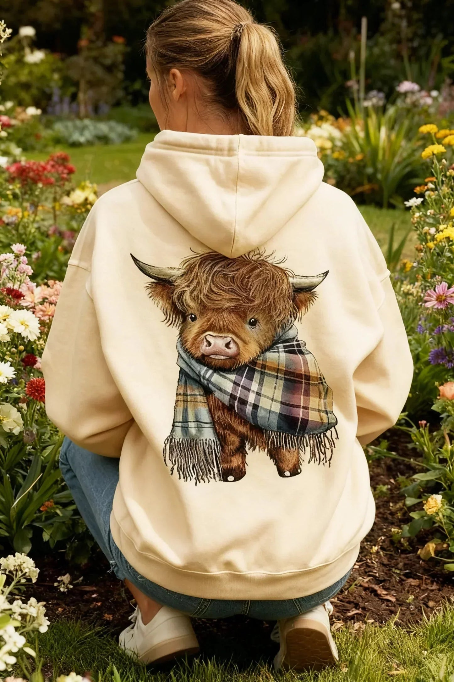 🎄🎅 WEIHNACHTSANGEBOT - 61% RABATT!! 🎁🦬Niedlicher Kapuzenpullover mit Fleece-Futter und Hochlandrindmotiv🎁