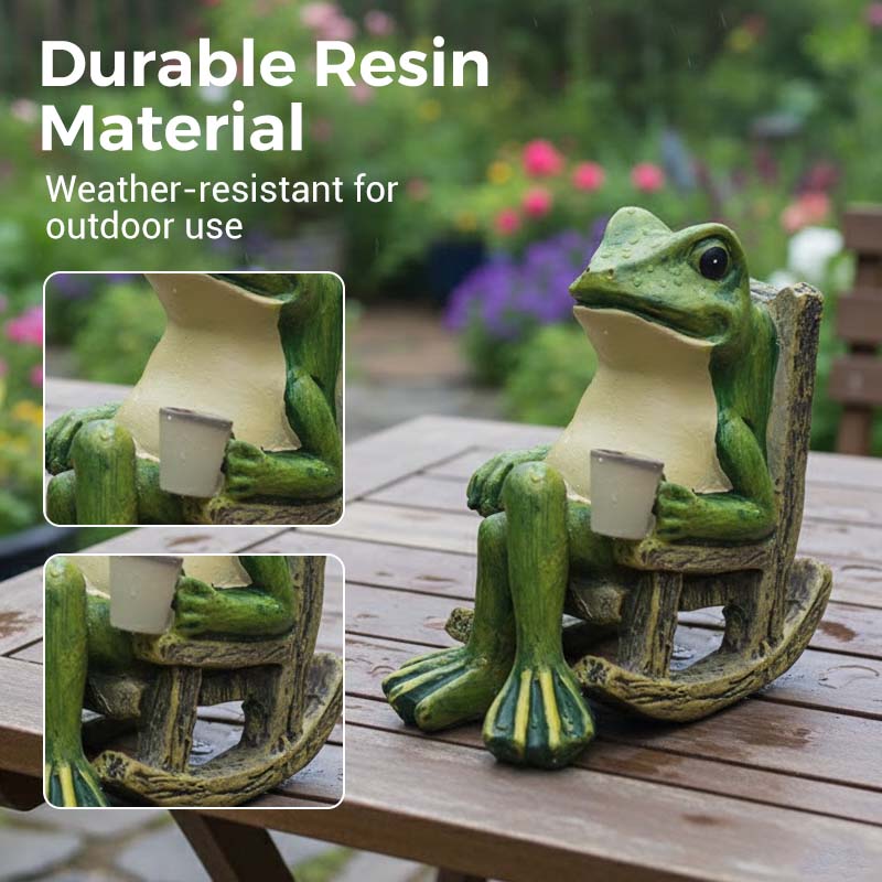 Solarbetriebene Schaukelstuhl-Frosch-Dekoration
