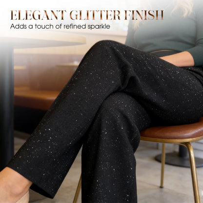 Glitzernde Hose mit hohem Bund und geradem Bein