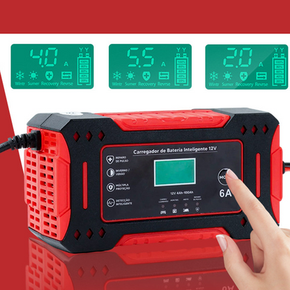 🎉 Neujahrsgeschenk – 50% RABATT!🔋12V Slim Ladegerät (6A + Pulsreparatur) – Kompatibel mit Auto/Motorrad/E-Bike: Sicher & Langlebig!