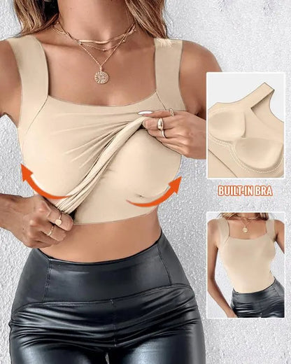 ❤️Damen Thermo-Tanktop mit U-Ausschnitt und integriertem BH