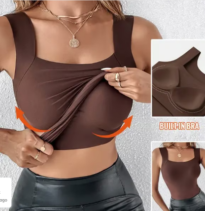 ❤️Damen Thermo-Tanktop mit U-Ausschnitt und integriertem BH