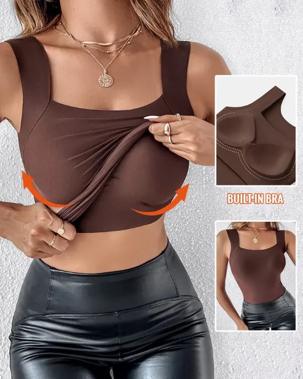 ❤️Damen Thermo-Tanktop mit U-Ausschnitt und integriertem BH