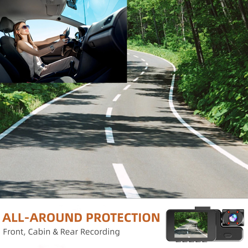🔥 50 % Rabatt 🚗 3-Kanal Full HD 1080P Dash Cam mit WLAN