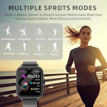 Smartwatch für Damen und Herren, Fitness-Tracker mit Anrufbeantwortung/-tätigung, Fitnessuhr mit Schlaf-Tracker/100 Sportarten/IP68 wasserdichtem Schrittzähler