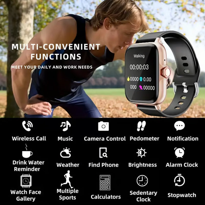 Smartwatch für Damen und Herren, Fitness-Tracker mit Anrufbeantwortung/-tätigung, Fitnessuhr mit Schlaf-Tracker/100 Sportarten/IP68 wasserdichtem Schrittzähler