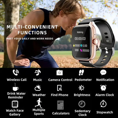 Smartwatch für Damen und Herren, Fitness-Tracker mit Anrufbeantwortung/-tätigung, Fitnessuhr mit Schlaf-Tracker/100 Sportarten/IP68 wasserdichtem Schrittzähler