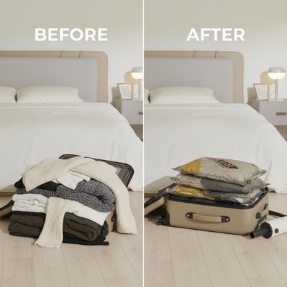 🧳 Set kabelloser Vakuum-Kompressionsbeutel für Reisen: spart 57 % Platz, kein Energieverbrauch, leicht zu verstauen für ältere Menschen 📦