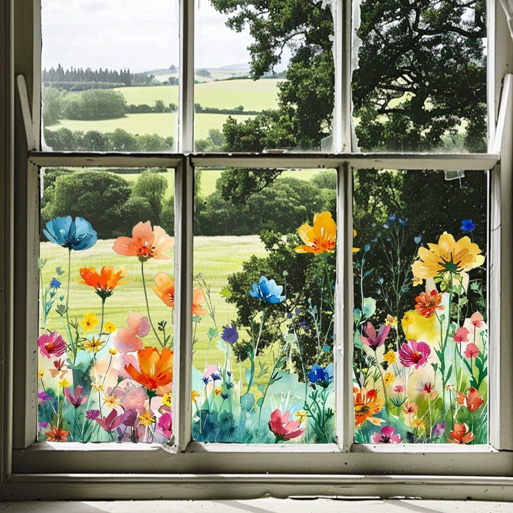 ✨LETZTER TAG VERKAUF 50 % RABATT!💐Bunter Blumenstrauß-Fensteraufkleber🖼️