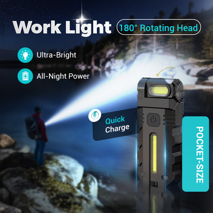 💎 50 % RABATT! 💎 180° drehbare LED-Arbeitsleuchte – Dual-Strahl, Magnetfuß und über USB-C wiederaufladbar