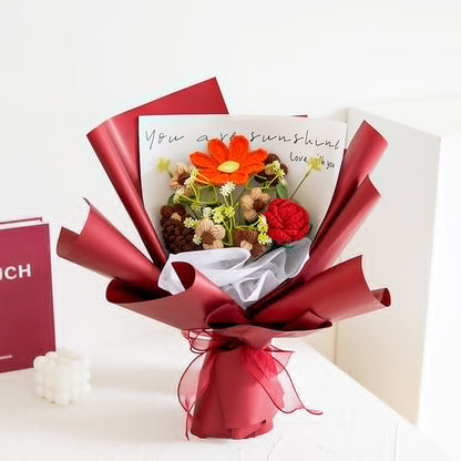 🌸 50% RABATT! 🎉 Handmade Delicate Crochet Flower Bouquet – Lifelike Design, Durable & Perfect Home Decor/Gift ✨