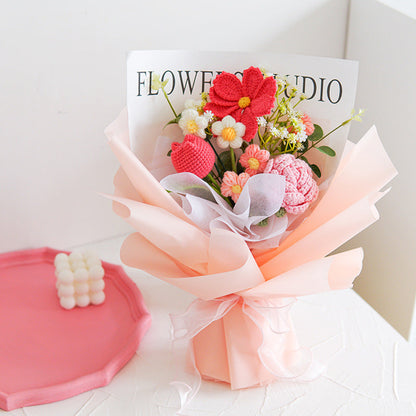 🌸 50% RABATT! 🎉 Handmade Delicate Crochet Flower Bouquet – Lifelike Design, Durable & Perfect Home Decor/Gift ✨